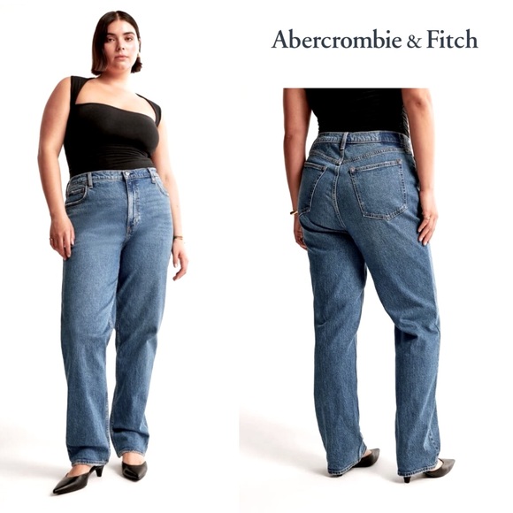 Abercrombie & Fitch The '90s Straight Ultra High Rise Curve Love Jeans 35 20 S - Picture 2 of 16